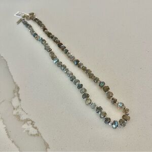 One of a kind Faceted Labradorite beaded necklace 18” in length.